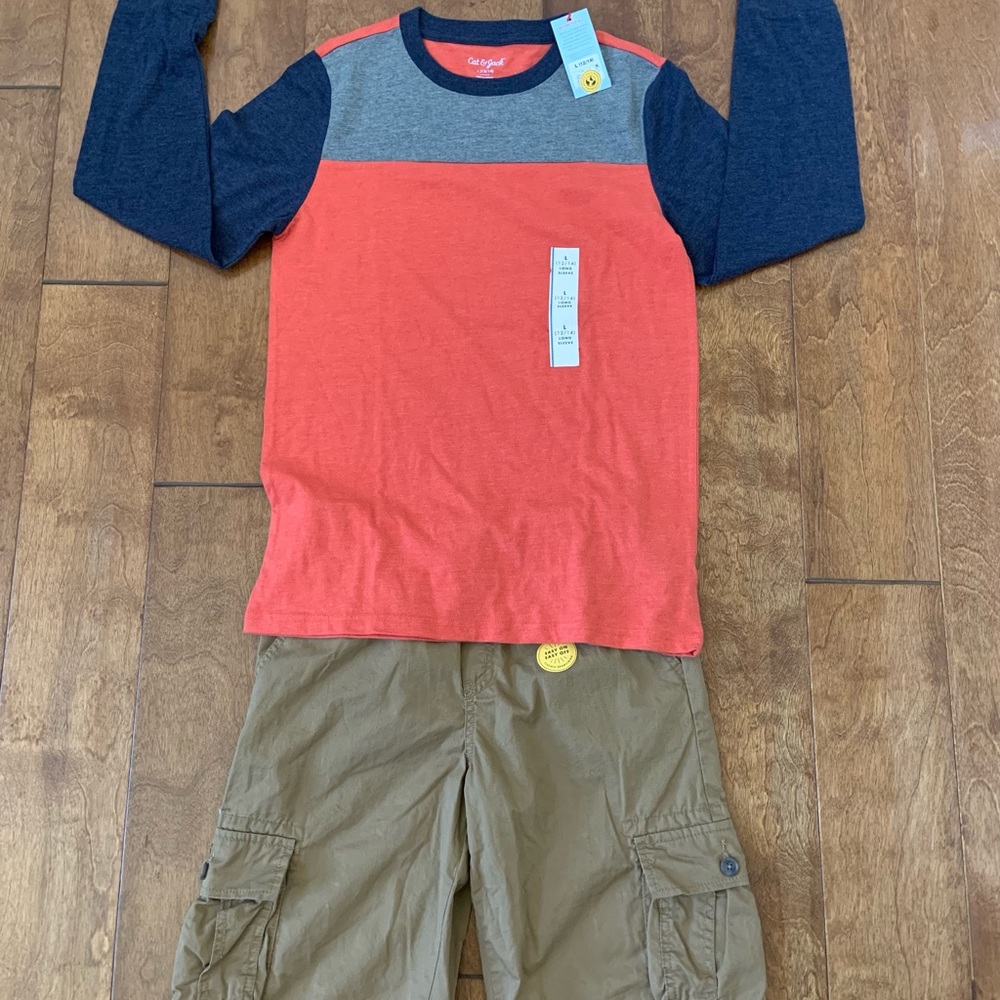 Cat & Jack lot of two pieces youth boys size 12/14 T-shirt shorts NEW. # J